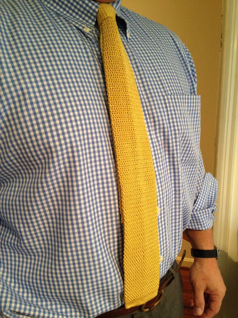 new yellow square end knit tie