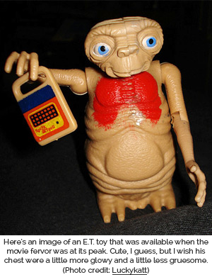 Toy of E.T. holding a Speak & Spell - Photo credit to Luckykatt