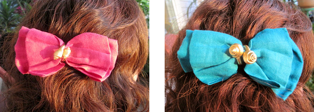 80s turquoise and fuschia hair bows (photo credit: The Lovely Seamstress)