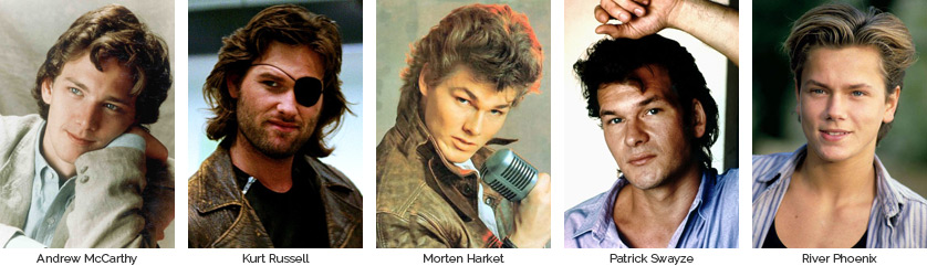 Best Looking Dudes of the 80s: Andrew McCarthy, Kurt Russell, Morten Harket, Patrick Swayze, & River Phoenix