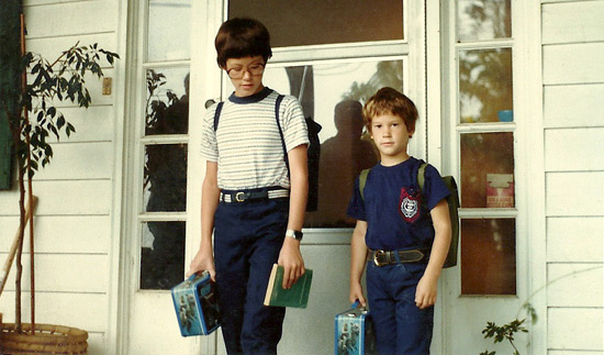 Brothers sport a Star Wars metal lunch box featuring Luke riding a Tauntaun (photo credit: gignomai)