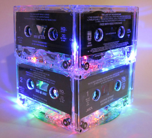 Light-up Cassette Tape Centerpiece (photo credit: Break the Record)