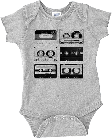 Cassette Tapes Onesie (photo credit: Crawlspace Studios)