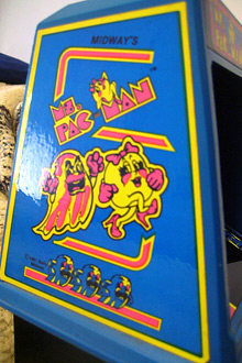 Mrs. Pac Man Coleco mini-arcade tabletop game (side art)