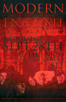 Modern English Concert Poster - Wed. Sept. 28th, 2011 at The Nick