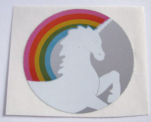 80s unicorn and rainbow sticker