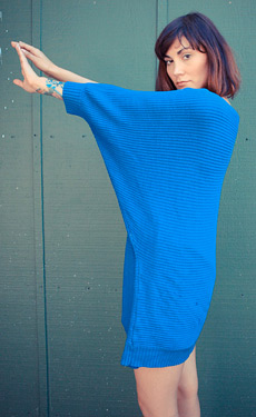 Blue ribbed batwing sweater dress (photo credit: blackflamingovintageVintage)