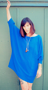 Blue ribbed batwing sweater dress (photo credit: blackflamingovintageVintage)