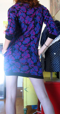 Cobalt blue & magenta flowered sweater dress (photo credit: Chloeegray)