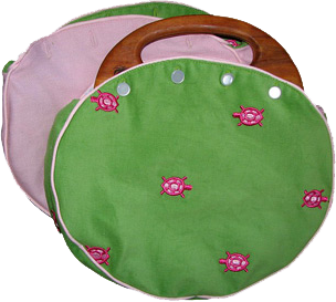 Green bermuda bag with pink turtles (Photo credit: All About You Design)