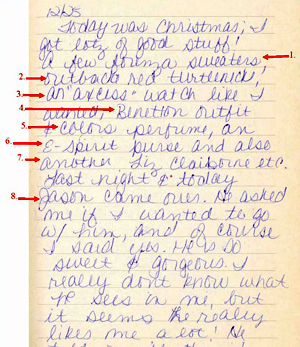 Lori's December 25, 1987 (Christmas) Diary Entry