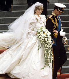 Princess Diana in her puffy wedding dress