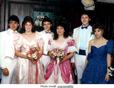 Puffed sleeved 80s prom dresses (photo credit: carsena882)