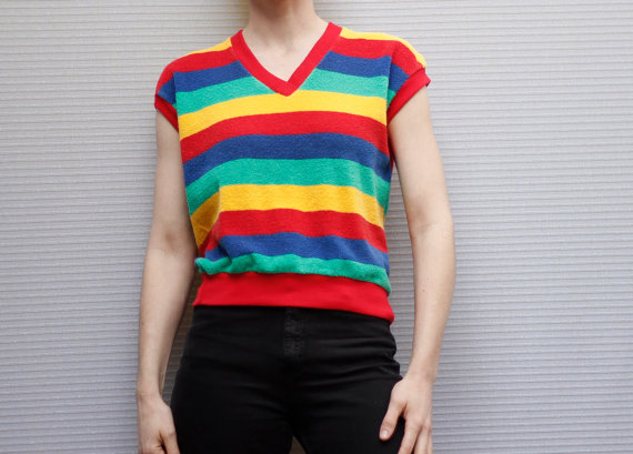 80's Rainbow Terry Cloth Tee — Pine Top Vintage