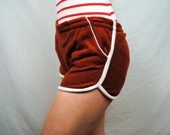 Red terrycloth shorts