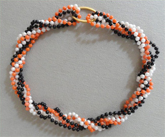 Twist A Beads 1980's Original Necklace 34-36" strands-PALE SEAFOAM GREEN FOSSIL 