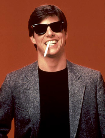 Tom Cruise wearing Wayfarer sunglasses in Risky Business