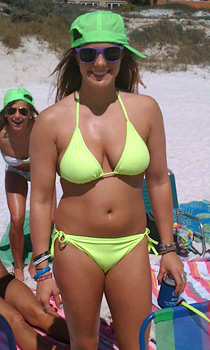 Neon green swimsuit