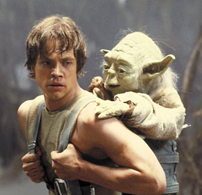 Master Yoda trains Luke to be a Jedi