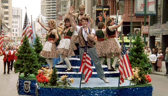 Ferris jumps on a float and sings “Danke Schoen” and “Twist and Shout" in the Von Steuben Day Parade. 