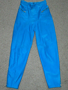 Electric blue leather pants