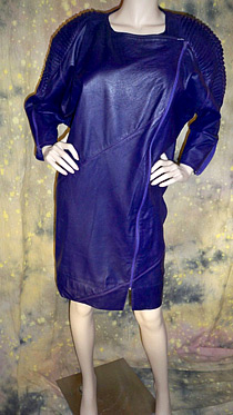 Deep purple leather dress with full length zipper