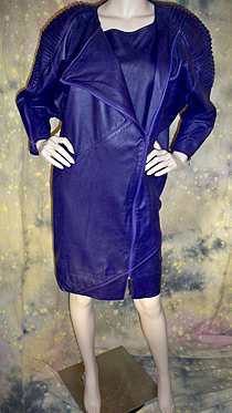 Deep purple leather dress with full length zipper