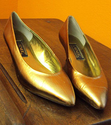 Gold kitten heels from Don’t Stop Vintage