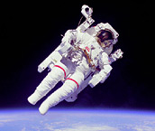 1984 - Astronauts Bruce McCandless II and Robert L. Stewart make the first untethered space walk