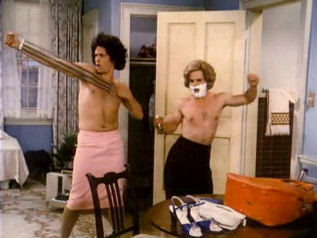 Tom Hanks and Peter Scolari in Bosom Buddies