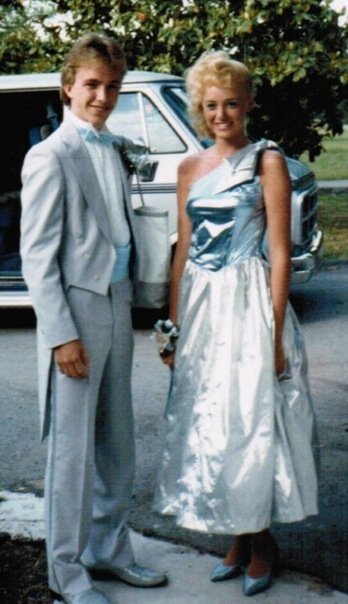 Ruffled 80s Prom Dress