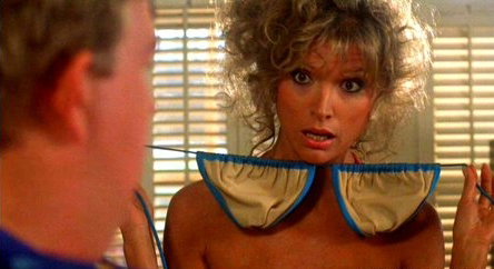 Hot woman who is constantly showing her boob job off to men and asking their opinion in Summer Rental.