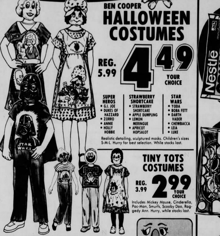 80s Halloween costumes with plastic mask ad