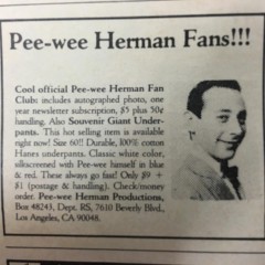 80s Ad For Pee-wee Herman Fan Club Promises Every Fan Giant Underpants